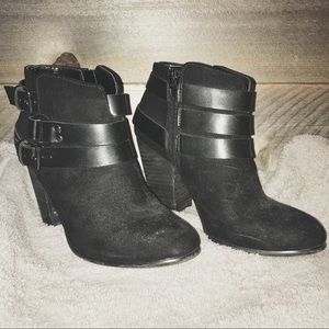 Black Suede Heel Ankle Booties